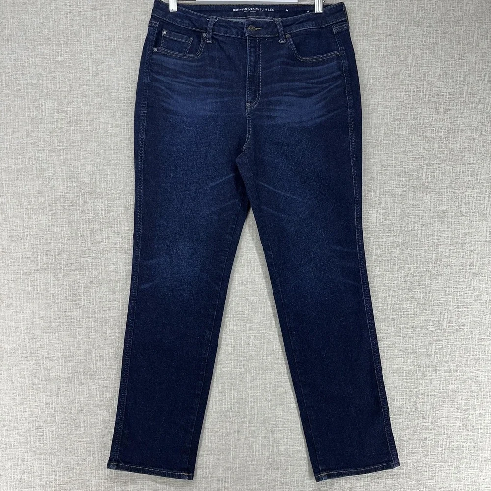 Chico's DefineMe‎ Denim Jeans Womens 14R Dark Wash High Rise Slim Leg Stretch